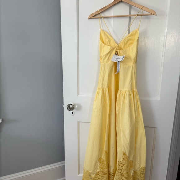 Topshop cutwork lace poplin midi sundress in lemon NWT 0 $129 - Picture 6 of 7